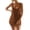 Brown Dress, variant on Summer Mini Dress for Women Sale Solid Color Boho Beach Fit Scoop Neck Sundress for Girls Drawstring Backless Leisure Vintage Holiday Sleeveless White S