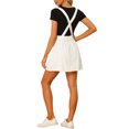 thumbnail image 3 of Unique Bargains Jupe à Bretelles Mini Décontractée pour Femme en Coton Lavé à Boutons devant Blanche P, 3 of 6