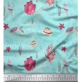 thumbnail image 1 of Soimoi Cotton Voile Fabric Coral,Shell & Sea Turtle Ocean Decor Fabric Printed Yard 56 Inch Wide, 1 of 3