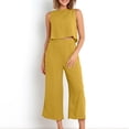thumbnail image 4 of Birdeem Ensemble Mode Femme 2 Pcs Blouse Sans Manches Col Rond + Pantalons à Poches Amples, 4 of 7