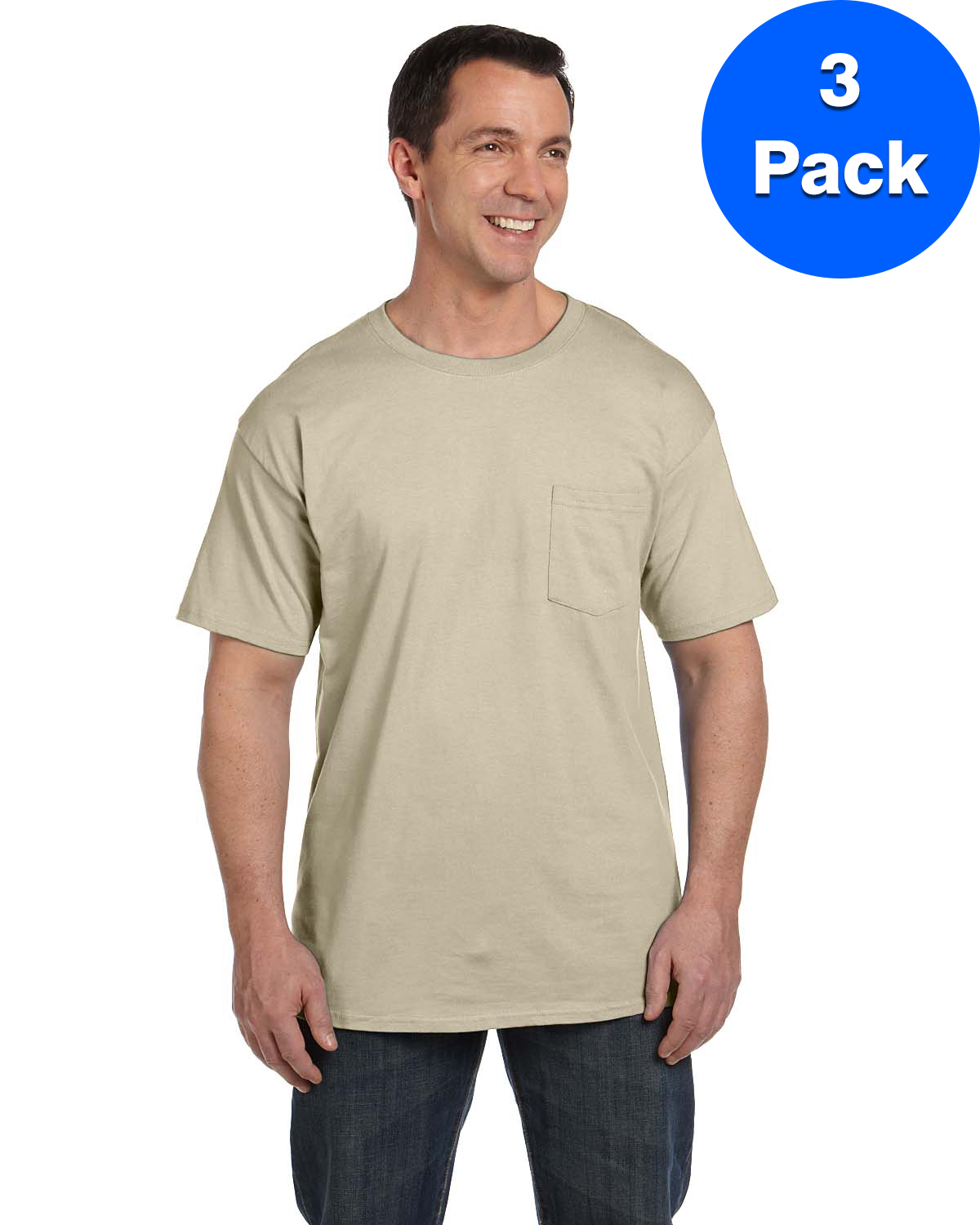 Hanes Men's Beefy-T avec Poche - 5190P (Lot de 3)