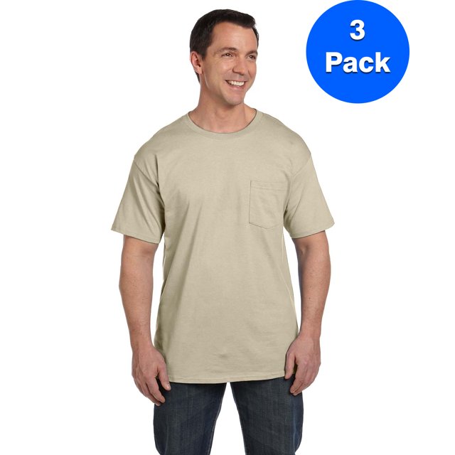 Hanes Men's Beefy-T avec Poche - 5190P (Lot de 3)