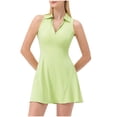 thumbnail image 3 of QATAINLAV Hoy Oferta Flash Robe de Golf Tennis pour Femme Décontractée à Fermeture Éclair Col en V Robes Athlétiques Séchage Rapide Été Sans Manches Robe de Sport Vert TG, 3 of 7