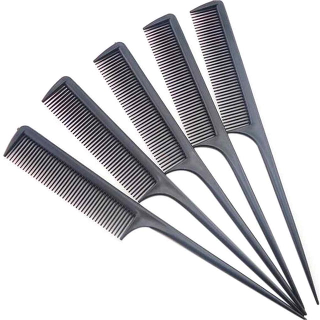 1 Set Hair Comb Beautiful Salon Brush Styling Non Resistance Combing Circular Tooth Wear-resistant Thin Hair Picks Unique Design Black 10pcs