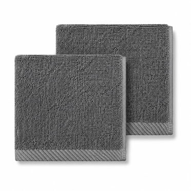Swift Home 100% Cotton Washcloth, Face Towel, Luxuriously Soft, Highly Absorbent, Quick Dry, 2PC, Grey