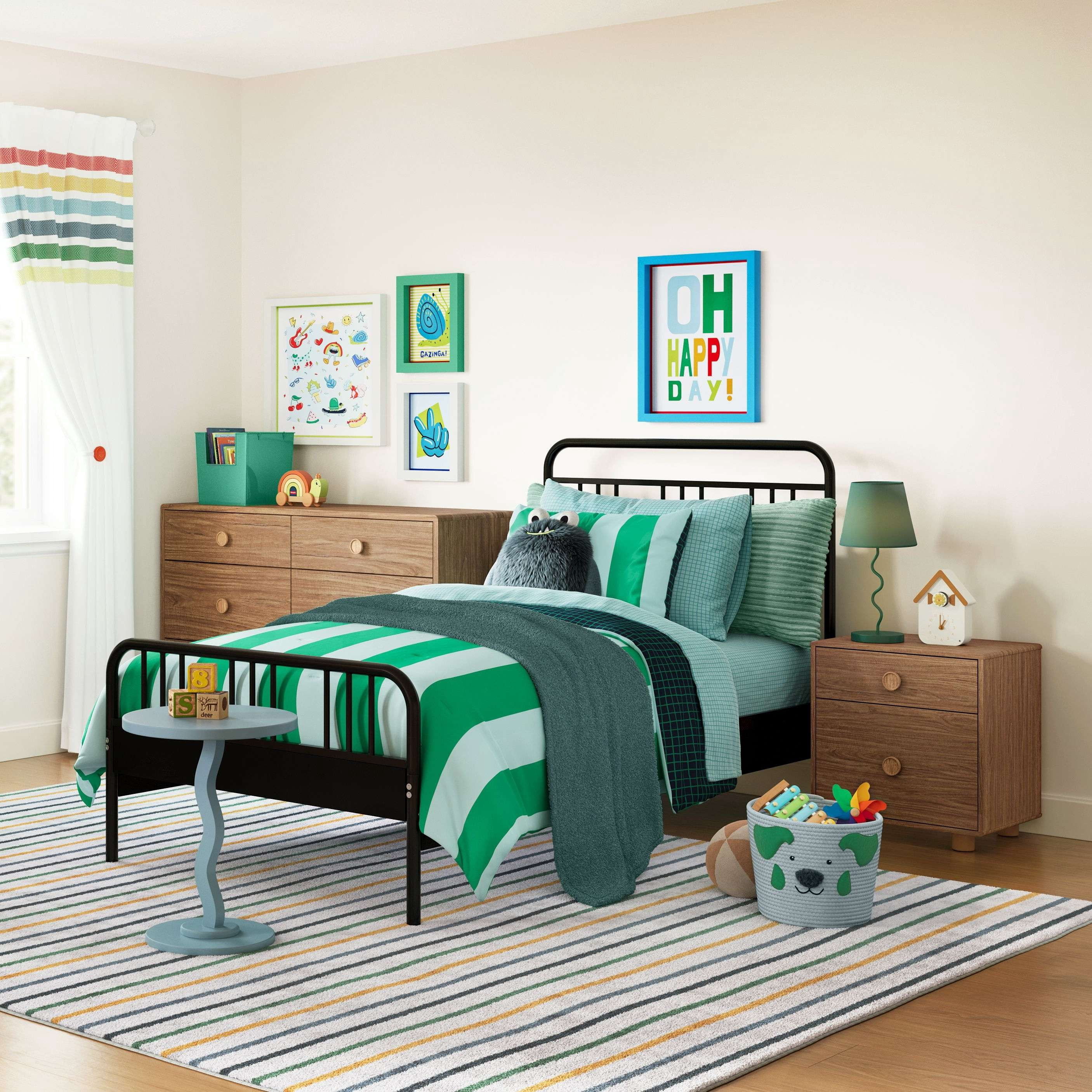Mainstays Kids Dinosaur 7-Piece Bed a Bag Bedding Set, Reversible Comforter, Double