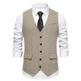 thumbnail image 1 of EGNMCR Débardeurs Homme Homme Mode Rétro avec Poches Gilet à Simple Boutonnage à Col en V Hauts Blouse, 1 of 9