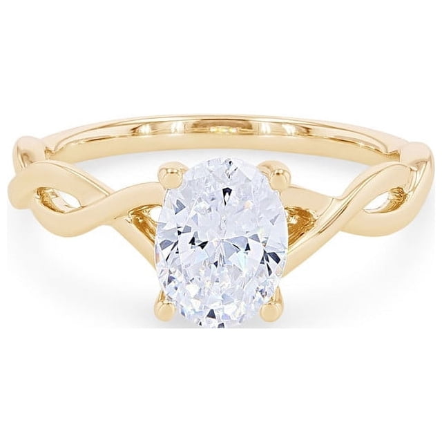 0.50 T.C.W Oval Shape Natural Diamond Latest Design Solitaire Wedding Ring for Ladies Solid 14K Yellow Gold Size 8