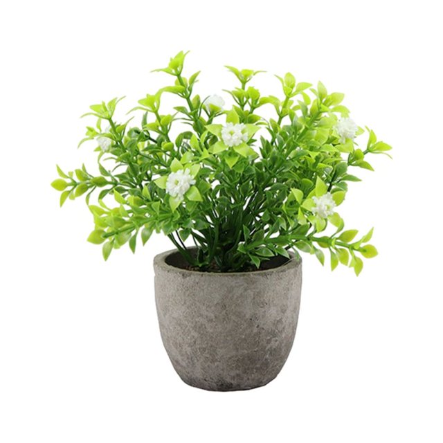 Decodeary Green Eco-friendly Artificial Money Tree In Pot Long-lasting Durability Realistic Appearance white babysbreath 1Set
