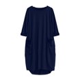 thumbnail image 4 of Pntutb Robe pour Femme Grande Taille Robe pour Femmes avec Poches Robe Ample pour Dames Col Décontracté Hauts Longs Robe Grande Taille, 4 of 4