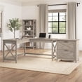 thumbnail image 2 of Bush Furniture Key West 60W L Shaped Desk with File Cabinet in Washed Gray, 2 of 9