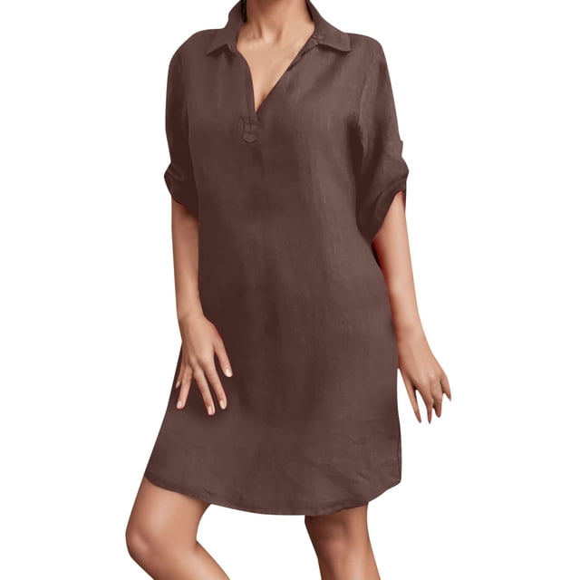 Ketyyh-chn99 Robes de Printemps pour Femmes 2024 Robe Évasée à Fleurs Robe Portefeuille Maxi d'Été pour Femmes Décontractée Bohème à Fleurs Col en V Manches Courtes Ourlet à Volants Plage Longues Robes Brun,5TG