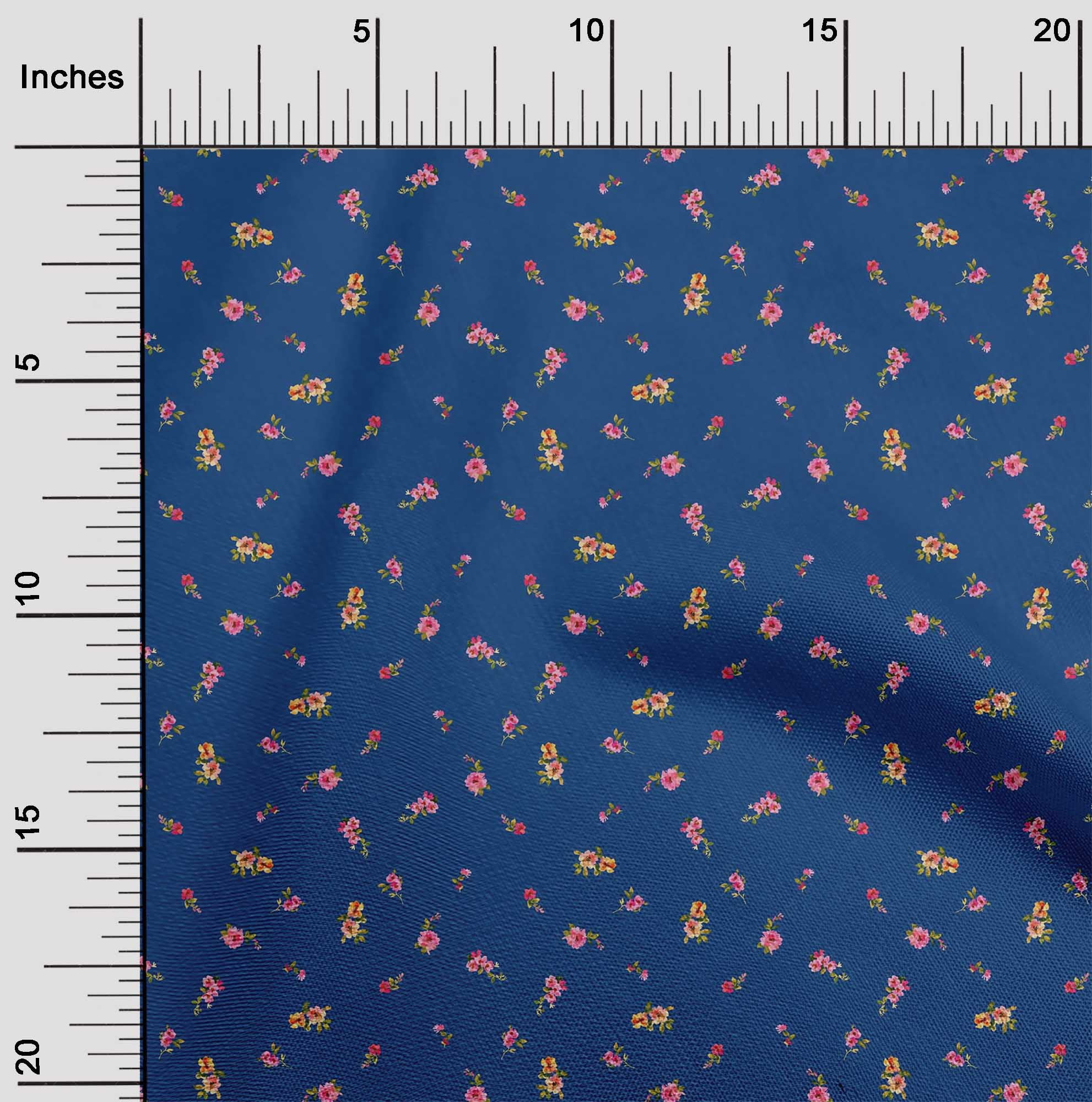 oneOone Viscose Chiffon Fabric Leaves & Flower Floral Print Fabric by Yard 42 Inch Wide