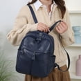 thumbnail image 2 of Blue Leather Backpack, Durable Material With Multiple Compartments, Adjustable Straps, For School, Work, And Travel, 2 of 6