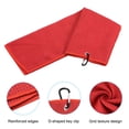 thumbnail image 4 of Unique Bargains 16'x16' Golf Towels Tri Fold Waffle Pattern Towels Soft Fiber with D Clip Red 3 Pack, 4 of 6