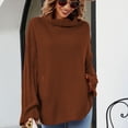 thumbnail image 2 of TIMIFIS Turtleneck Sweater Women Oversized Sweaters Fall Long Sleeve Spilt Hem Tunic Pullover Sweater Knit Tops Ribbed Knit Pullover Sweater Jumper Tops OuterwearFall/Winter, 2 of 5