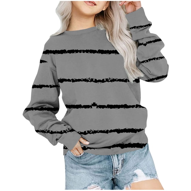 Yuyuzo Chandails en Molleton pour Filles Tout-Petits Col Rond Manches Longues Décontracté Confortable Rayé Pull d'Automne pour Bébé Fille
