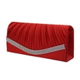 thumbnail image 2 of Pleated Satin Wedding Evening Bridal Clutch Purse With Rhinestones RD, 2 of 2