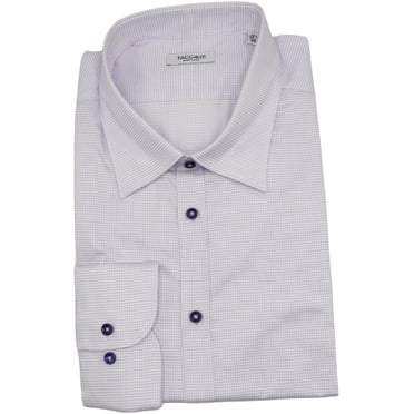 Taccaliti Men's White/Purple Checkered Dress Shirt - 42-16.5 (L)