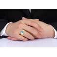 thumbnail image 2 of RYLOS Men's Rings 14K Yellow Gold Ring Classic Designer Style 8X6MM Oval Gemstone & Diamond Ring Turquoise Birthstone Rings For Men Size 11, 2 of 7