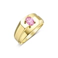 thumbnail image 2 of RYLOS Men's Rings 14K Yellow Gold Ring Classic Solitaire 7X5MM Oval Shape Gemstone Designer Band Pink Ice October Birthstone Rings For Men Size 11, 2 of 5