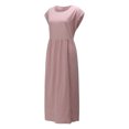 thumbnail image 4 of Birdeem Robe Longue Maxi Sans Manches à Col Rond pour Femmes, en Lin, Ample et Grand, Style Caftan, avec Poches, 4 of 8