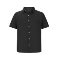 thumbnail image 3 of Chemises pour Hommes, Chemise Habillée Décontractée à Manches Courtes Boutonnée Texturée Hawaïenne Unie, 3 of 5