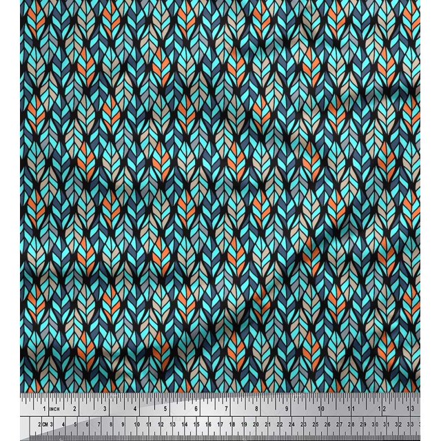 Soimoi Cotton Cambric Fabric Leaves Small Decor Fabric Printed Yard 56 Inch Wide
