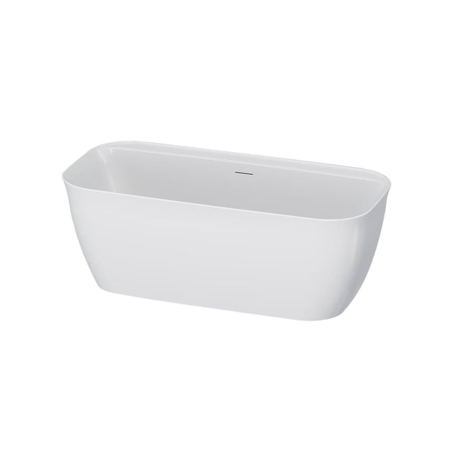 A&E Bath and Shower PANYA-63-WHT Baignoire Autoportante Blanche avec construction Sans Joints en Acrylique Pur et Fibre de Verre. Elle Comprend un Débordement Linéaire Intégré, des Dossiers Confortables et un drain Escamotable. Convient à une installation Facile dans les Petites Salles de Bain et les Rénovations Modernes.