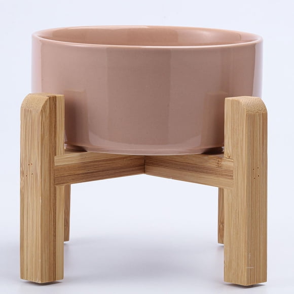 Petygooing 28 OZ Elevated/Raised Ceramic Dog Bowl for Small Medium Breeds Dog Food Water Dish with Stand Pet Bowl with Anti Slip Rubber for Cats Small and Medium Dogs (3.6 Cups) Khaki