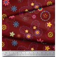 thumbnail image 2 of Tissu de Rayonne Rouge Pomme Insecte & Floral Clip Art Décor Tissu Imprimé BTY 42 Pouces de Large, 2 of 3