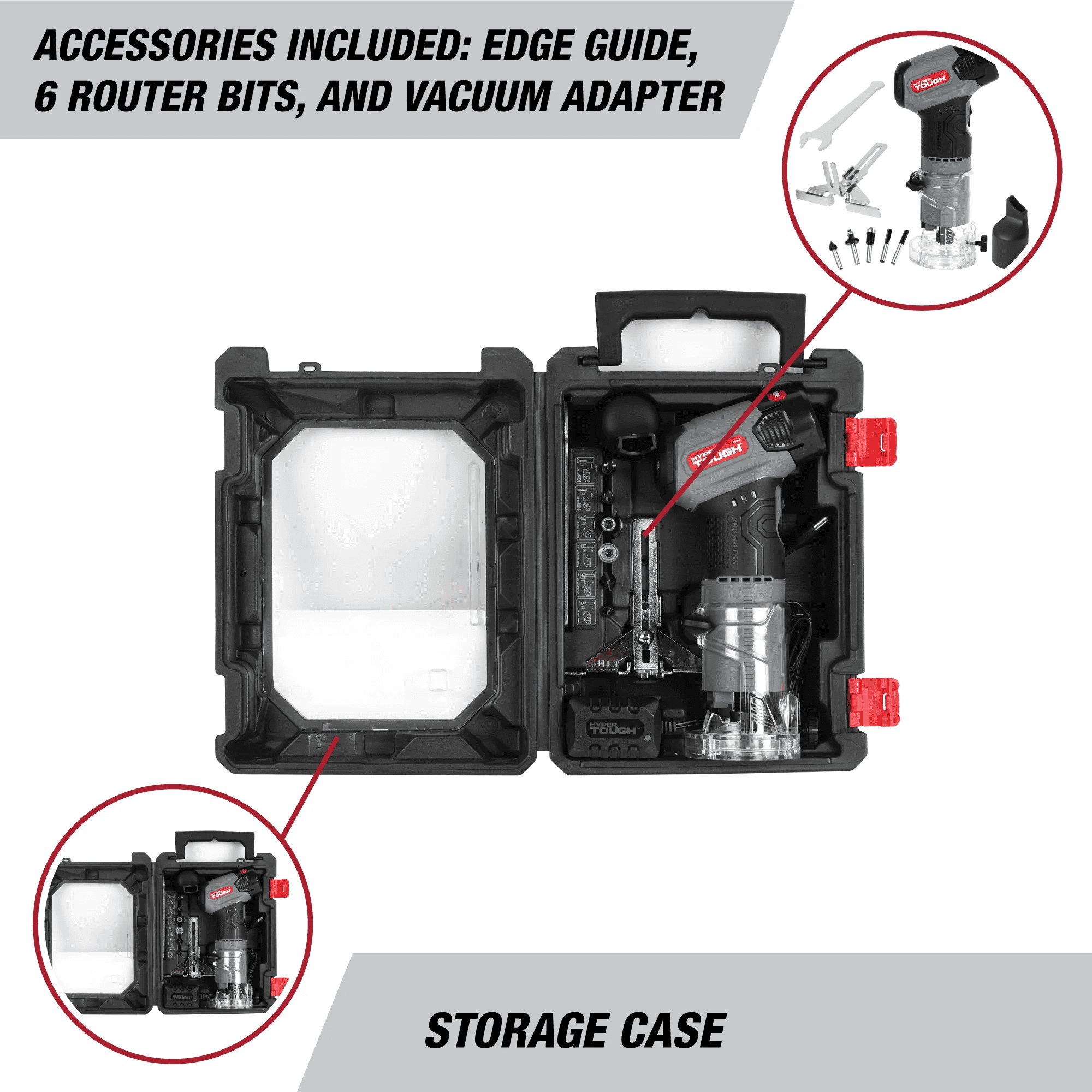 Défonceuse d’angle à main Hyper Tough 12V Max sans balais Lithium-Ion avec batterie 1,5 Ah et chargeur