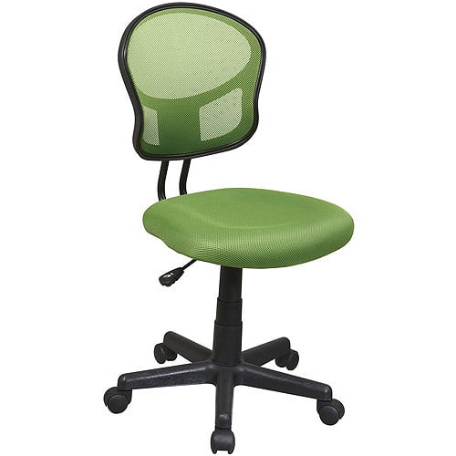 OSP Home Furnishings Mesh Back Armless Task Chair with Padded Fabric Seat, Green