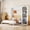 White with Storage Shelves, variant on Full Size Murphy Bed with Storage Shelves and LED Lights, Easy Fold Wood Wall Bed Frame, Cabinet Full Storage Bed for Guest Room Home Office, Gray