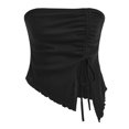thumbnail image 1 of Gpoecd Tube Top Drawstring Side-Slit Irregular Texture Slim Fit Solid Color Strapless Vest Casual Womens Sleeveless Tops Black,S, 1 of 5
