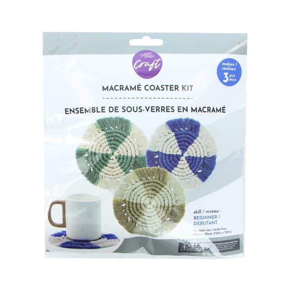 UNIQUE CREATIV CRAFT Macramé Coaster Kit - Multi-Colour, 3 pcs, Age 8+, Beginner, 15.5 cm (6.1 in)