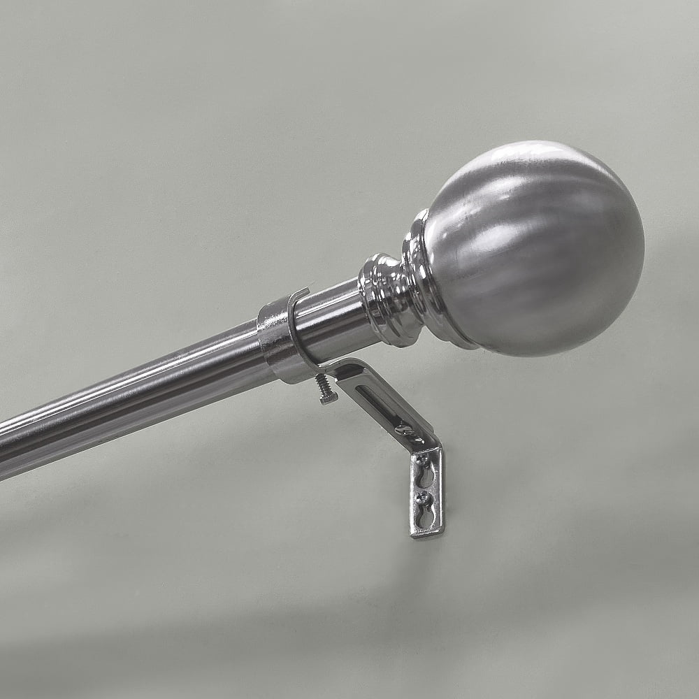Better Homes & Gardens 1” Brushed Nickel Ball Adjustable Curtain Rod, 42”-120”