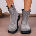 thumbnail image 4 of Mepaouo Womens Ankle Boots Square Toe Leopard Chelsea Slip on Booties Ladies Winter Combat Dress Boot, 4 of 8