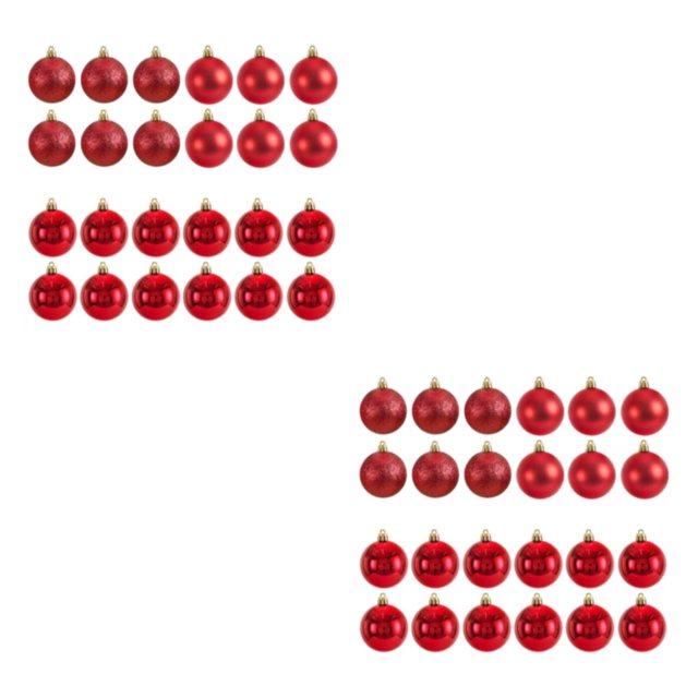 Transemion 24 Pcs Boules de Décoration Efficaces Essentiels de Noël Durables Rouge 2Ensemble