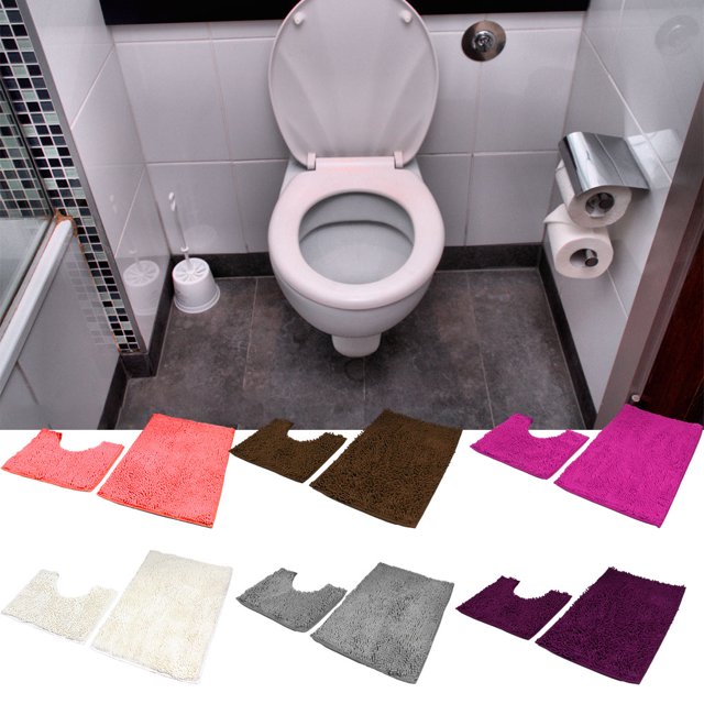 maskred TPR Bottom Chenille Rug For Bathroom No Loose Thread And Good Stepping Feeling Prompt And Strong White 50*80+50*50 1 Pc