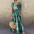 thumbnail image 2 of VEKDONE Liquidation 2025 Robe Longue Maxi Ample à Manches Courtes pour Femme Grande Taille Été Becah Décontractée Taille Empire Robe Fluide, Robes Hawaïennes pour Femmes, 2 of 7