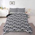 thumbnail image 1 of Erosebridal Modern Geometric Bedding Sets Queen with Comforter, Chic Check Duvet Insert, Minimalism Minimalst Reversible Bedding Queen Comforter Set, Ultra Soft Room Decorative, 3pcs, 1 of 8