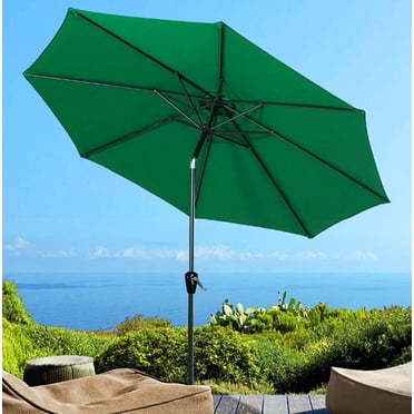 9FT Outdoor Patio Umbrella, Round Table Umbrella with Tilt and Crank, Market Umbrella 8 Sturdy Ribs UV Protection Waterproof for Garden, Deck, Backyard, Pool