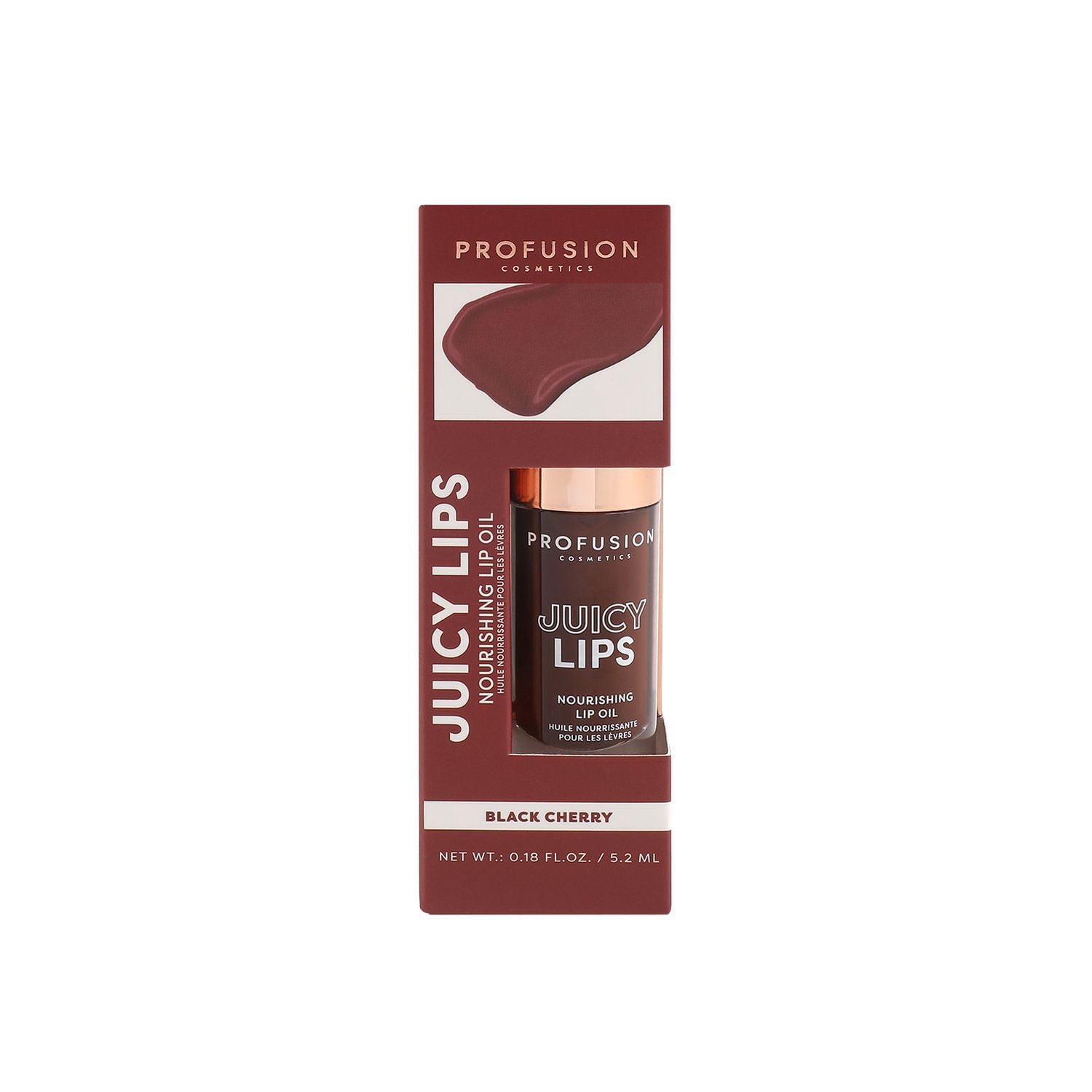 Profusion Cosmétiques | lèvres juteuses, huile nourrissante pour les lèvres, Cerise noire, 1 pièce, 0.18 fl. oz.