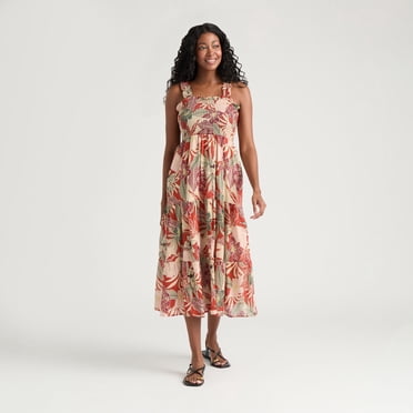 Robe à volants imprimée et froissée avec haut smocké Mexx pour femmes