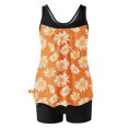 thumbnail image 4 of UPPADA 2 Piece Full Coverage Swimsuits for Women Floral Athleti Crewneck Bathing Suits High Waisted Tummy Control Modest Swimwear Comfy Tankini Top with Shorts Swim Suit Plus Size Orange,M, 4 of 5