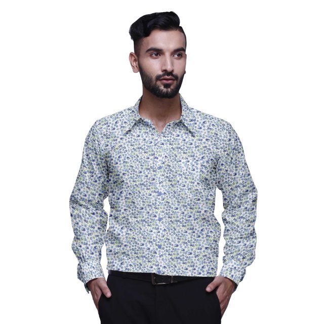 BESTMAN Cotton Formal Shirts For Men Slim Fit Printed Full Sleeve Shirts For Men
