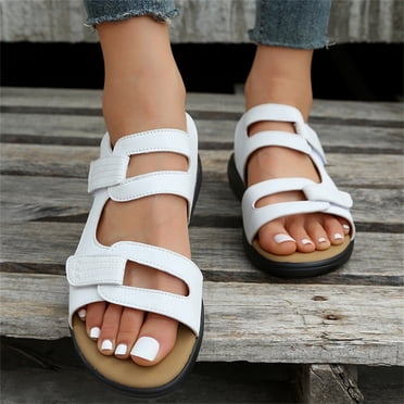 Mefallenssiah Women'S Flat Bottom Striped Shoes Lightweight Beach Sandals Casual Shoes