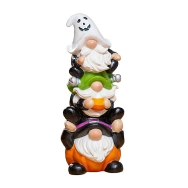 ZTTD Statue de Gnome d'Halloween Drôle Décoration de Gnome d'Halloween Trois Gnomes Empilés pour Décoration de Maison d'Halloween Décoration de Jardin Extérieur Patio Décoration Décor d'Halloween