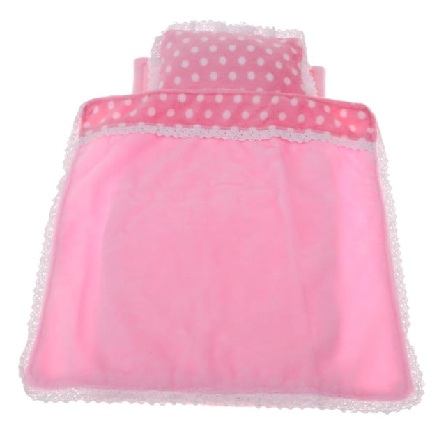 Ensemble de Literie Fait à la Main Rose à Pois avec Couette, Oreiller et Drap pour Poupées de 25 cm. Comprend une Courtepointe Bordée de Dentelle et des Accessoires en Tissu Doux, Idéal pour les Fournitures de Chambre de Maison de Poupée. Convient aux Poupées MellChan et Autres Poupées de Fille de 25 cm.